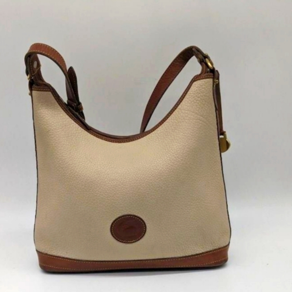 Authentic Vintage Dooney & Bourke Cream Pebbled Leather Hobo Shoulder Bag